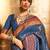 Purple multicolor ready to wear floral satin block print saree