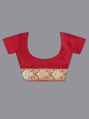 gold gold-toned & red art silk woven design handloom kanjeevaram saree 2