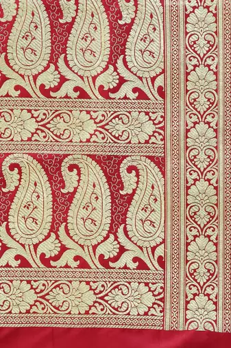 gold gold-toned & red art silk woven design handloom kanjeevaram saree