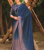 blue ombre beads and stones saree