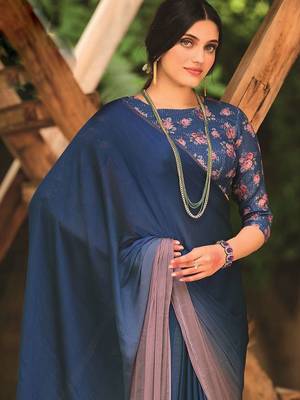 blue ombre beads and stones saree 2