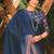 blue ombre beads and stones saree