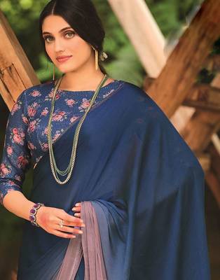 blue ombre beads and stones saree 3