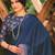 blue ombre beads and stones saree