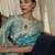 blue blue & gold-toned leheriya zari organza leheriya saree