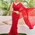 red embellished sequinned saree