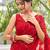 red embellished sequinned saree