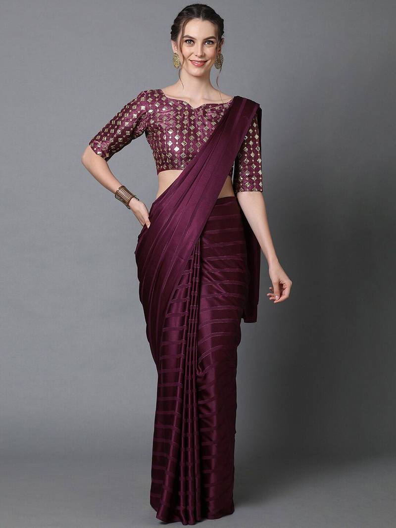 burgundy burgundy striped chettinad saree