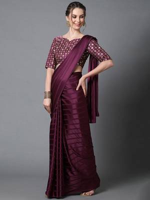 burgundy burgundy striped chettinad saree 2