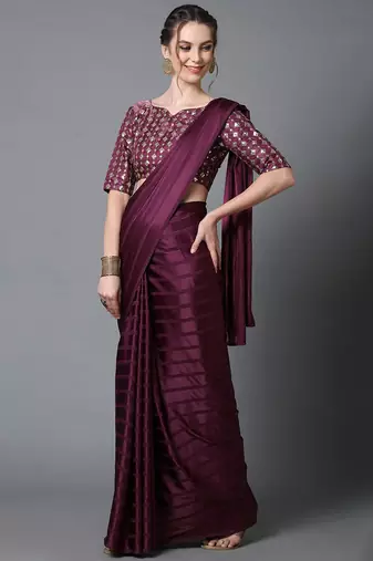 burgundy burgundy striped chettinad saree