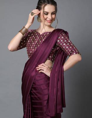 burgundy burgundy striped chettinad saree 4