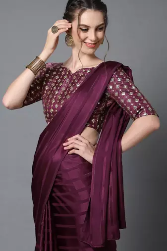 burgundy burgundy striped chettinad saree