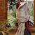 white women satin striped saree