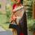 white women satin striped saree