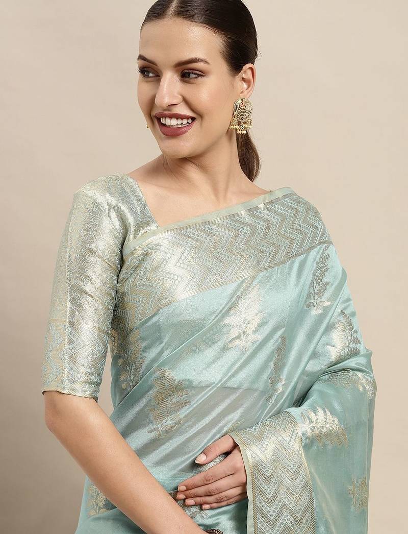 Beige purple purple & pink floral embroidered saree