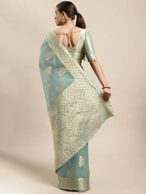 Beige purple purple & pink floral embroidered saree 3