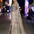 Peach blue floral embroidered sequinned saree