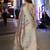 Peach blue floral embroidered sequinned saree