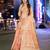 peach checked woven design zari organza banarasi saree