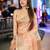 peach checked woven design zari organza banarasi saree