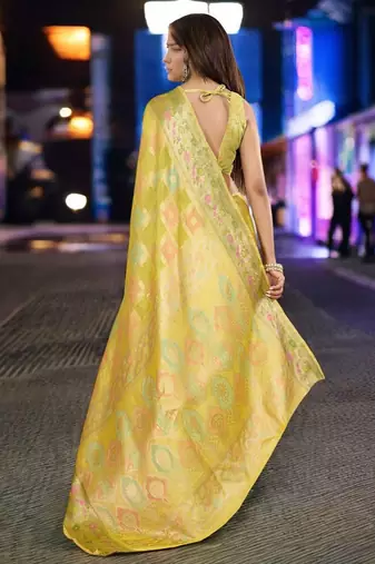 Off white teal floral embroidered pure chiffon tussar saree