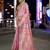 Pink purple floral embroidered pure chiffon tussar saree