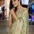 green checked zari organza handloom banarasi saree