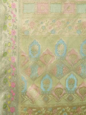 green checked zari organza handloom banarasi saree 5