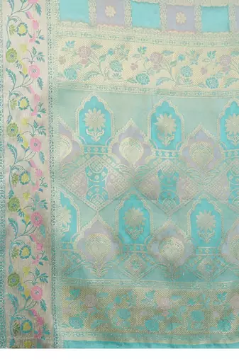 Peach red floral embroidered pure chiffon tussar saree
