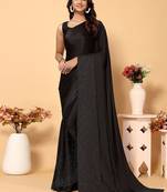 black black embellished beads and stones satin saree