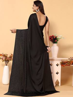 black black embellished beads and stones satin saree 3