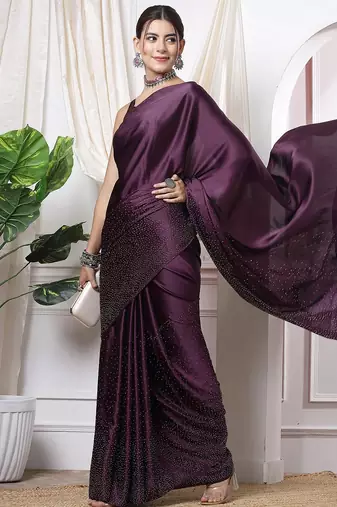 Off white beige floral embroidered pure chiffon tussar saree