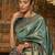 teal teal & gold-toned ethnic motifs zari bagru saree
