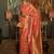 peach peach-coloured & gold-toned bagh zari bagru saree