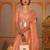 peach peach-coloured & gold-toned floral zari kanjeevaram saree