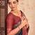Violet red floral embroidered pure chiffon saree
