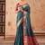 Violet red floral embroidered pure chiffon saree