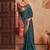 Violet red floral embroidered pure chiffon saree