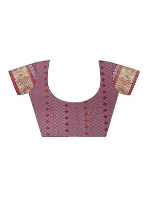 Violet red floral embroidered pure chiffon saree 5