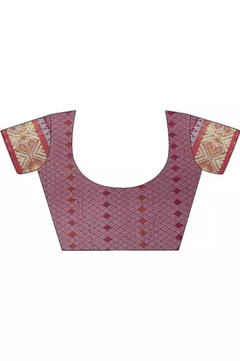 Violet red floral embroidered pure chiffon saree
