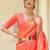Red pink floral zari silk blend designer kanjeevaram saree