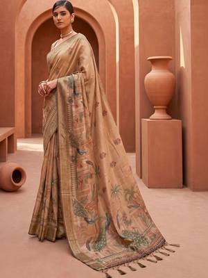 Blue grey floral embroidered pure chiffon tussar saree 1
