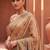 Blue grey floral embroidered pure chiffon tussar saree