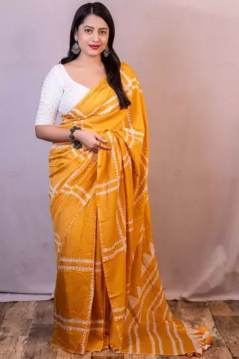 Orange red floral embroidered poly georgette designer dabu saree