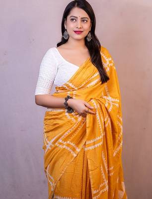 Orange red floral embroidered poly georgette designer dabu saree 3
