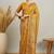 Blue mustard floral embroidered tissue designer saree
