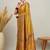 Blue mustard floral embroidered tissue designer saree