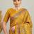 Blue mustard floral embroidered tissue designer saree