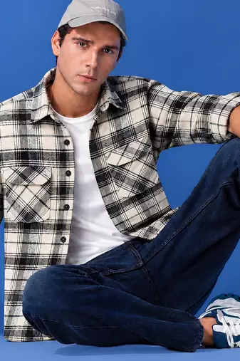 Checked flannel boxy fit shirt