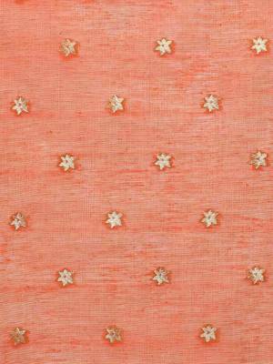 Pink embroidered ethnic motifs sequinned net saree 4